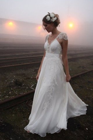 Robe de mariée de princesse en chiffon longueur au niveau de sol v encolure ligne a - photo 1