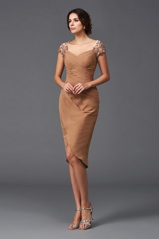 Robe de cocktail naturel haut bas fermeutre eclair en chiffon appliques - photo 3