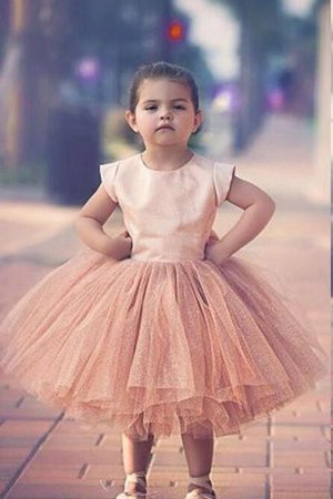 Robe de cortège enfant au niveau de cou de princesse longueur mollet en tulle avec nœud - photo 1