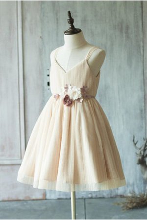 Robe de cortège enfant naturel ligne a en tulle de lotus avec ruban - photo 2