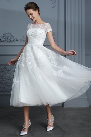 Robe de mariée col u profond onirique a-ligne avec manche courte de princesse - photo 6