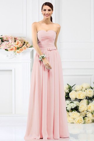 Robe demoiselle d'honneur avec fronce avec fleurs en chiffon de princesse manche nulle - photo 21