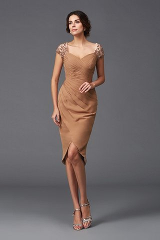 Robe de cocktail naturel haut bas fermeutre eclair en chiffon appliques - photo 4