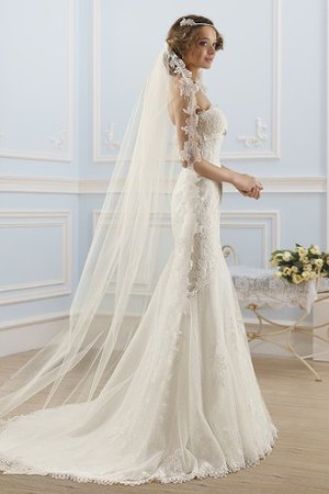 Robe de mariée cordon avec perle de bustier de traîne moyenne en dentelle - photo 2