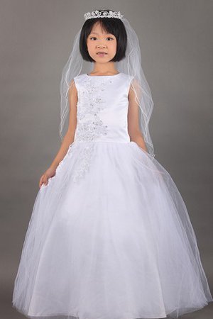 Robe de cortège enfant textile en tulle manche nulle ligne a de mode de bal appliques - photo 1