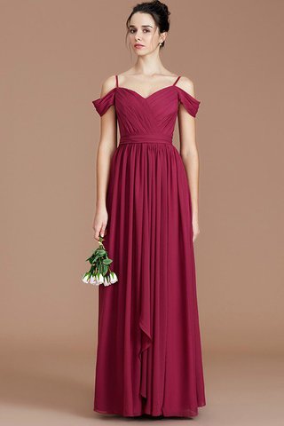 Robe demoiselle d'honneur naturel epaule nue en chiffon ruché avec sans manches - photo 2