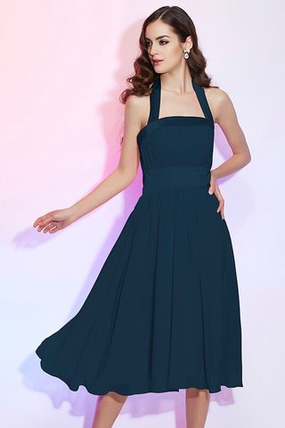 Robe demoiselle d'honneur bref a-ligne avec fronce au niveau de genou avec chiffon - photo 9