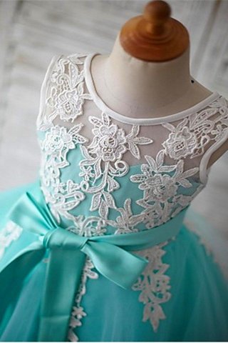 Robe de cortège enfant naturel de mode de bal avec sans manches avec fleurs en tulle - photo 4