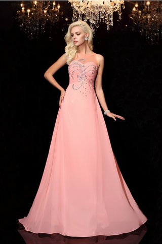 Robe de soirée longue ligne a avec chiffon avec perle avec sans manches - photo 3