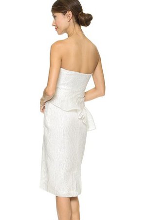 Robe de mariée plissé au niveau de genou avec sans manches textile taffetas de bustier - photo 2