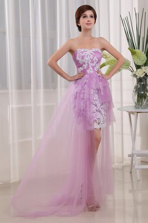 Robe de cocktail bref appliques fermeutre eclair en tulle ruchés longs - photo 1