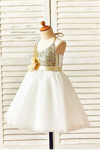 Robe de cortège enfant naturel avec zip de princesse avec fleurs textile en tulle - photo 2