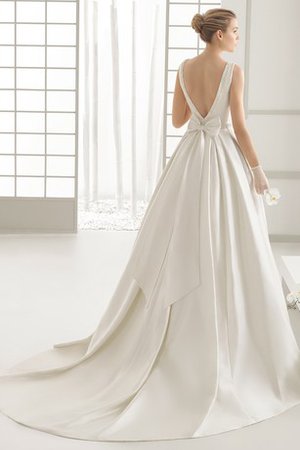 Robe de mariée facile de traîne moyenne avec nœud avec perle manche nulle - photo 2