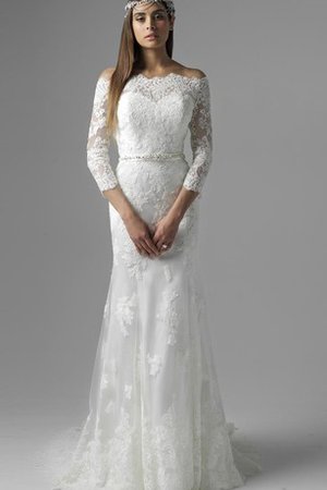 Robe de mariée longue dans l'eglise ceinture avec perle d'epaule ecrite avec manche 3/4 - photo 1