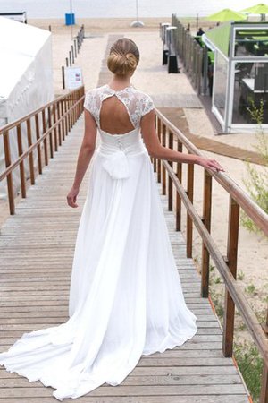 Robe de mariée facile de traîne courte avec manche courte avec chiffon a plage - photo 2