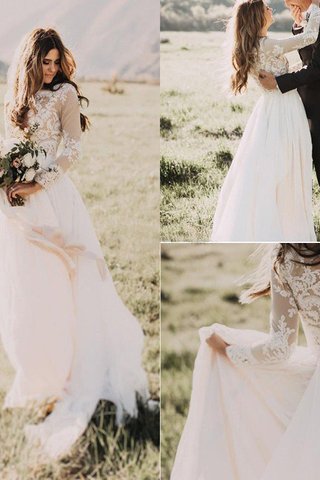 Robe de mariée avec chiffon belle de col en v ligne a decoration en fleur - photo 1