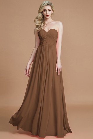 Robe demoiselle d'honneur naturel avec sans manches a-ligne en chiffon jusqu'au sol - photo 9