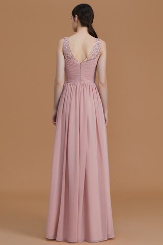 Robe demoiselle d'honneur naturel fermeutre eclair avec perle avec chiffon manche nulle - photo 2