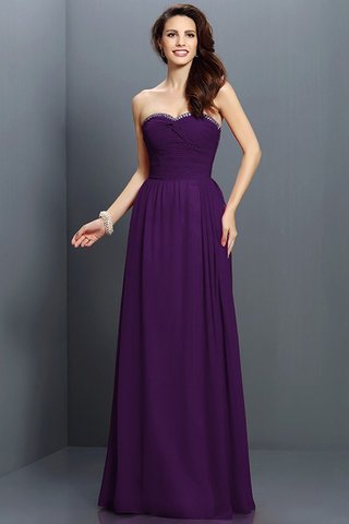 Robe demoiselle d'honneur longue avec zip col en forme de cœur manche nulle a-ligne - photo 13