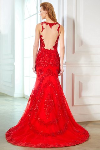Robe de soirée naturel manche nulle de traîne courte appliques de sirène - photo 2