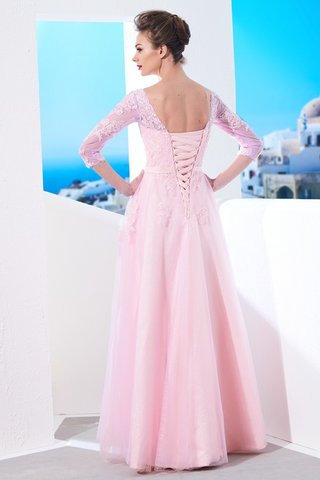 Robe de bal naturel avec lacets col en bateau en tulle a-ligne - photo 2