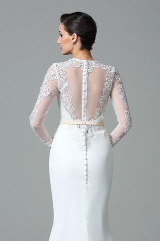 Robe de mariée longue en satin au niveau de cou de sirène avec manche longue - photo 8
