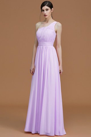 Robe demoiselle d'honneur naturel avec sans manches ligne a ruché d'épaule asymétrique - photo 25