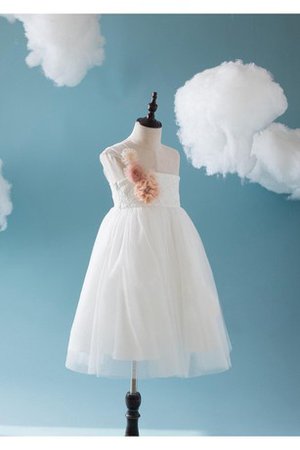 Robe de cortège enfant plissage jusqu'au sol avec fleurs manche nulle de lotus - photo 2