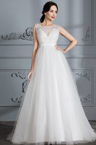 Robe de mariée textile en tulle avec sans manches de traîne courte ligne a de princesse - photo 3