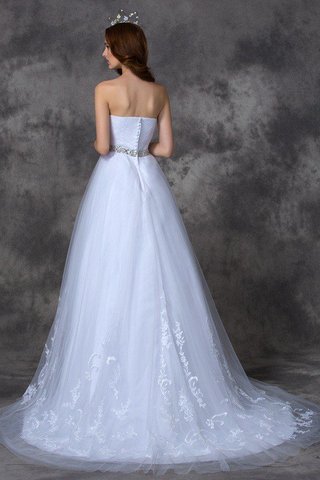 Robe de mariée longue fermeutre eclair de traîne courte avec perle en satin - photo 2