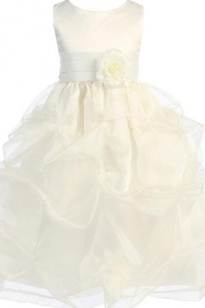 Robe de cortège enfant en satin avec fleurs avec zip ample manche nulle - photo 1