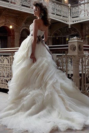 Robe de mariée naturel de traîne moyenne avec perle en organza de lotus - photo 2