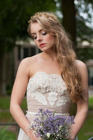 Robe de mariée décontracté de traîne courte 2 pice ligne a avec ruban - photo 2