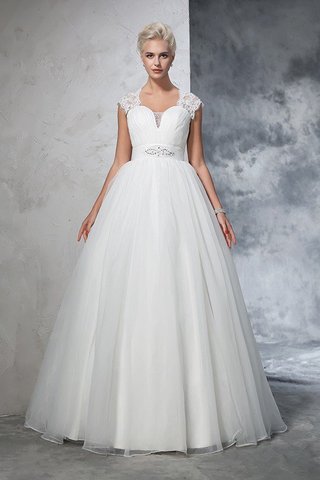 Robe de mariée longue de mode de bal ruché manche nulle de col en cœur - photo 3