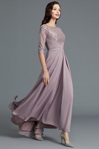 Robe mère de mariée avec chiffon manche nulle encolure ronde a-ligne en 1/2 manche - photo 4