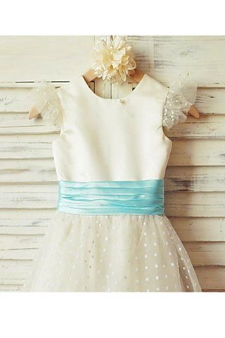 Robe de cortège enfant naturel au niveau de cou avec fleurs arrivée au mollet avec zip - photo 3