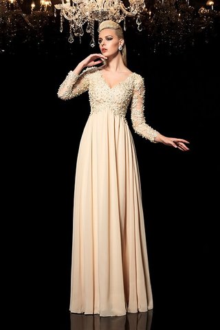 Robe de soirée naturel ligne a longueur au niveau de sol en chiffon v encolure - photo 5