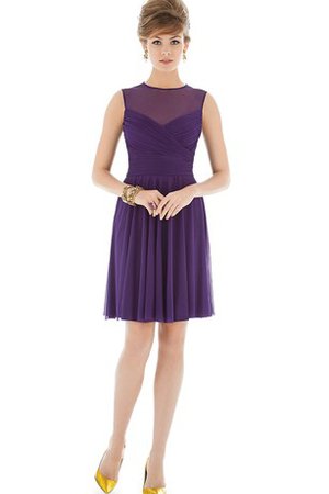 Robe demoiselle d'honneur en chiffon entrecroisé ruché manche nulle au niveau de genou - photo 1