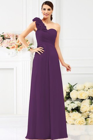 Robe demoiselle d'honneur avec fleurs manche nulle avec zip en chiffon ligne a - photo 4