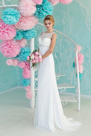 Robe de mariée longue encolure ronde avec perle maillot de traîne mi-longue - photo 1