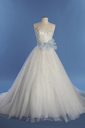 Robe de mariée ligne a en tulle a salle intérieure fermeutre eclair avec perle - photo 1