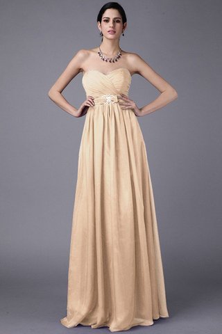 Robe demoiselle d'honneur longue naturel en chiffon jusqu'au sol avec perle - photo 6