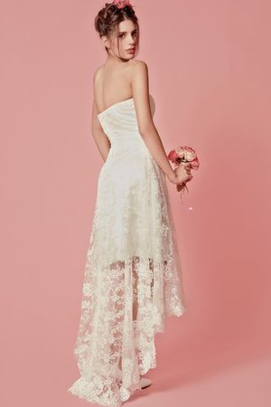 Robe de mariée romantique charmeuse haut bas avec zip avec décoration dentelle - photo 2