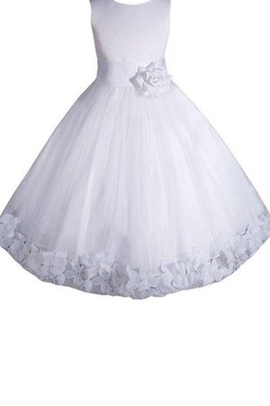 Robe de cortège enfant encolure ronde avec fleurs ligne a en taffetas fermeutre eclair - photo 1