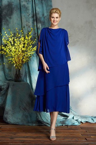 Robe mère de mariée naturel avec zip de longueur à genou de princesse col en bateau - photo 3