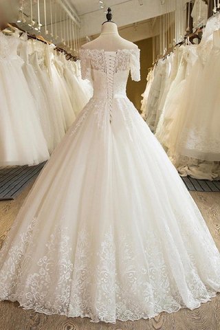 Robe de mariée séduisant appliques en 1/2 manche avec lacets de mode de bal - photo 2