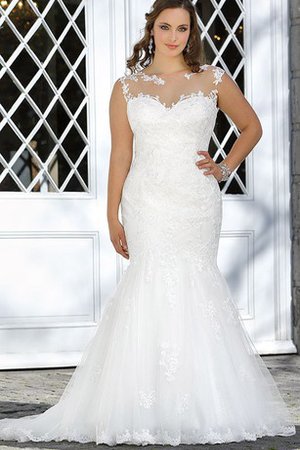 Robe de mariée elégant plissé de traîne courte appliques v col profonde - photo 1