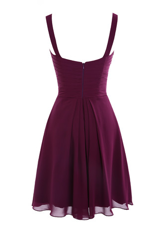 Robe demoiselle d'honneur distinguee vintage a-ligne v encolure en chiffon - photo 6