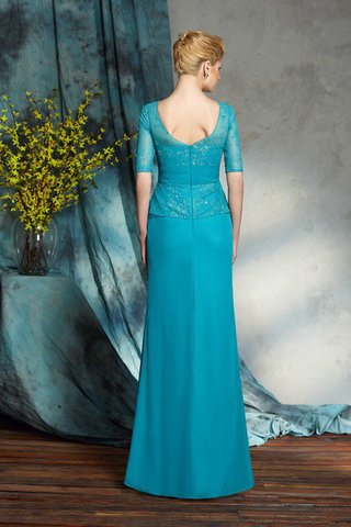 Robe mère de mariée longue col en bateau avec sans manches avec chiffon de fourreau - photo 2