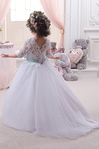 Robe de cortège enfant naturel textile en tulle de mode de bal avec fleurs manche nulle - photo 2